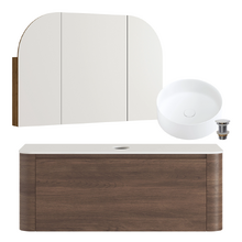 Boyd 1200mm Walnut Wall Hung Vanity with Basin & Shaving Cabinet Package